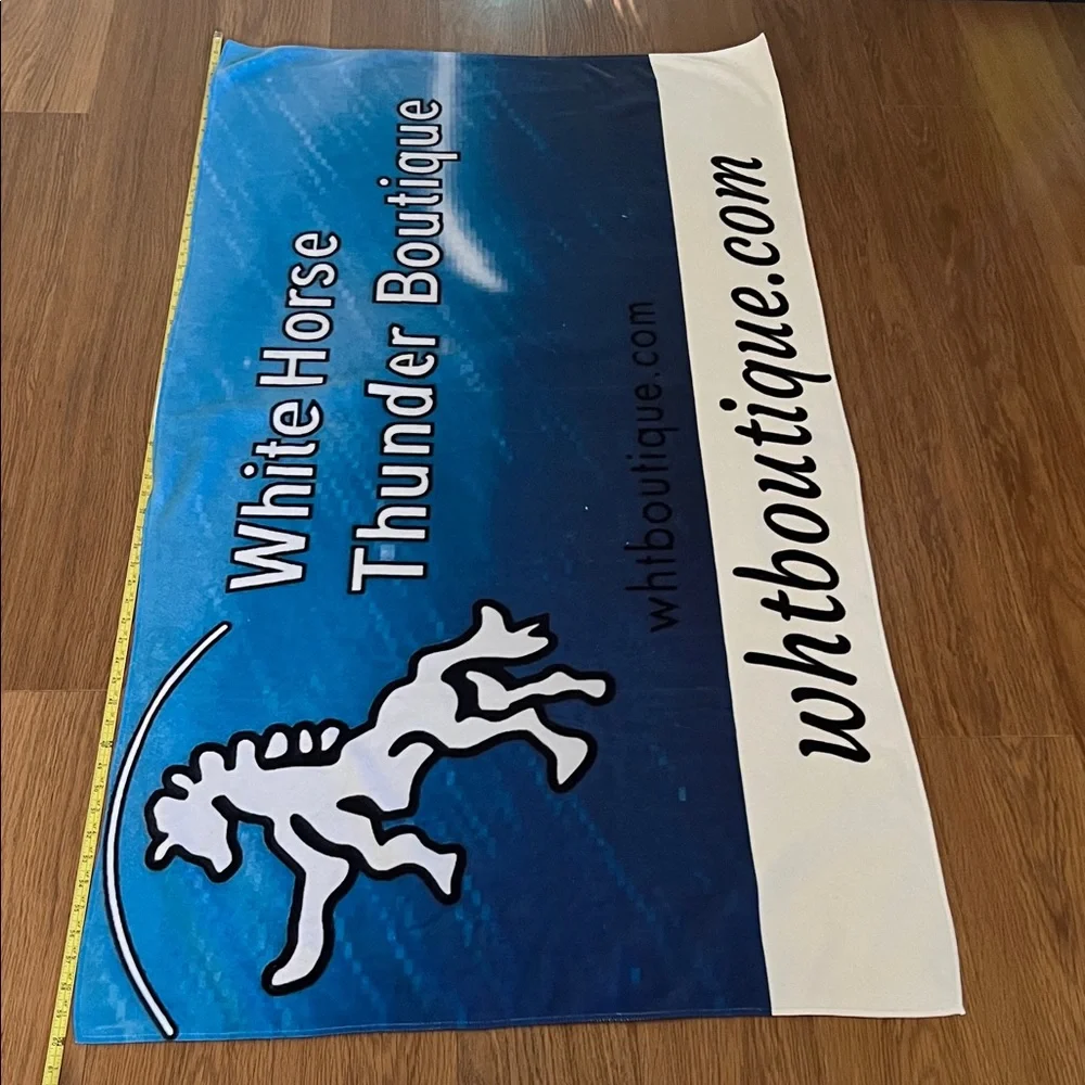 #0884- “30 X 63” Blue & White Beach Towel WHT Art by Julie Lee Nersinger